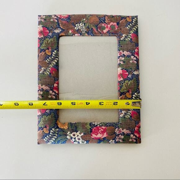 VINTAGE Blue Pink White Floral Print Fabric Handmade Photo Picture Frame Y2K 90s - Picture 4 of 6